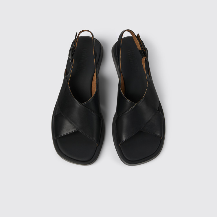 Dana Sandales en cuir noir pour femme.