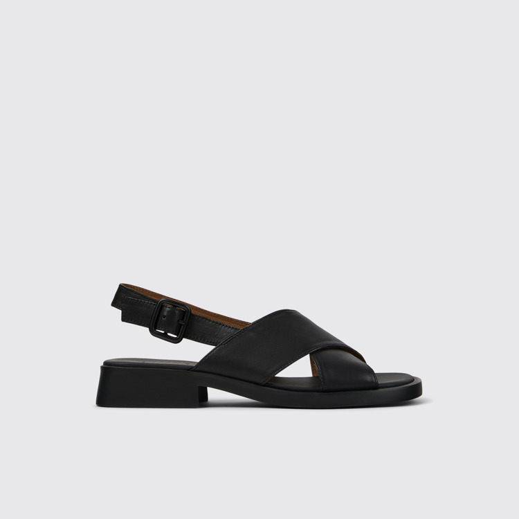 Side view of Dana Black Leather Sandals for Women.