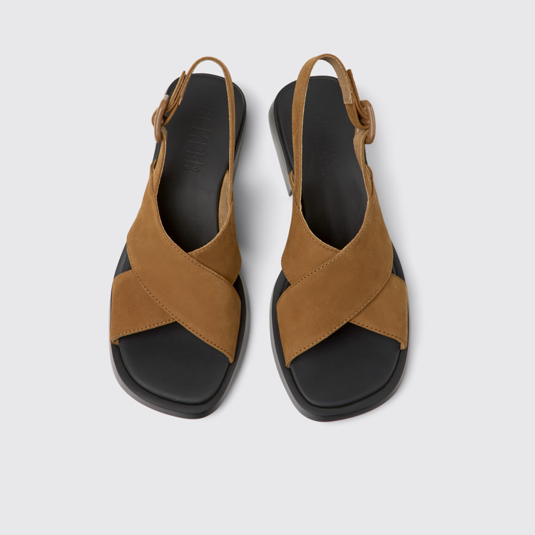 Overhead view of Dana Brown Nubuck Sandals for Women.