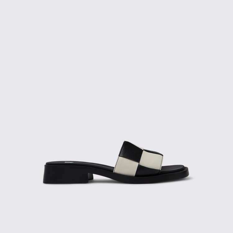 Side view of Twins Multicolored Leather Slide for Women