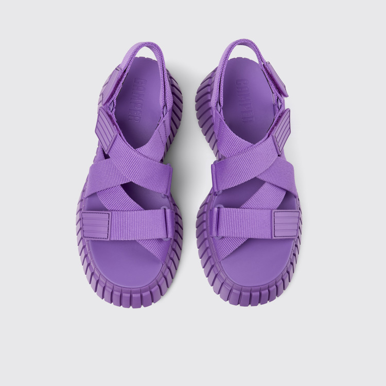 Overhead view of BCN Purple Textile Cross-strap Sandal for Women