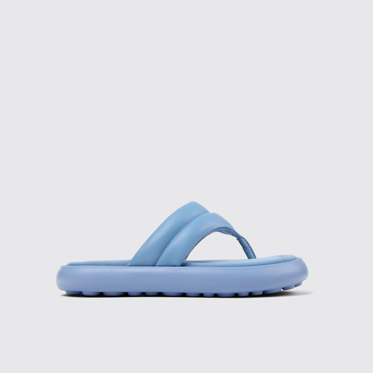 Side view of Pelotas Flota Blue Leather Flip-Flop for Women