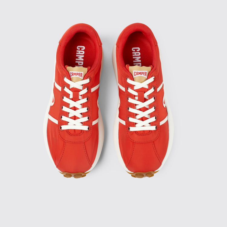 Overhead view of Pelotas Athens Red Textile Sneaker for Women