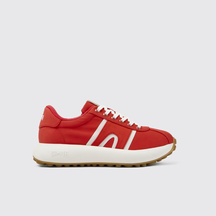 Side view of Pelotas Athens Red Textile Sneaker for Women