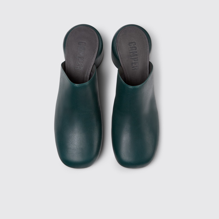 Overhead view of Niki Green Leather Clogs for Women