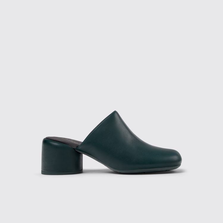 Side view of Niki Green Leather Clogs for Women