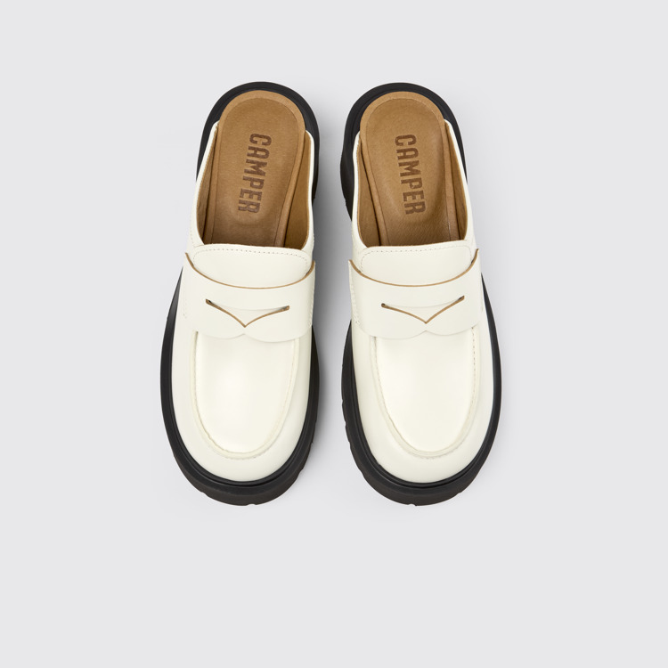 Overhead view of Milah White Leather Clog for Women