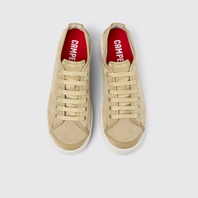 Overhead view of Runner Beige Nubuck/Leather Sneaker for Women