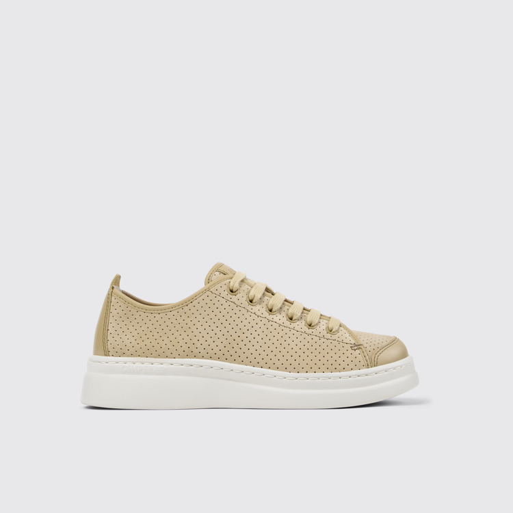 Side view of Runner Beige Nubuck/Leather Sneaker for Women