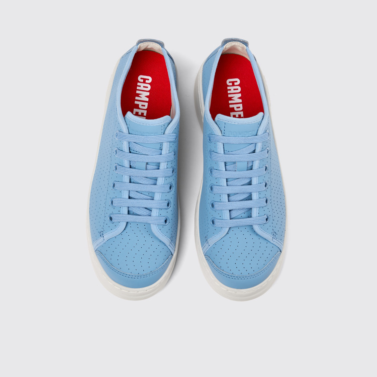 Overhead view of Runner Blue Leather Sneaker for Women