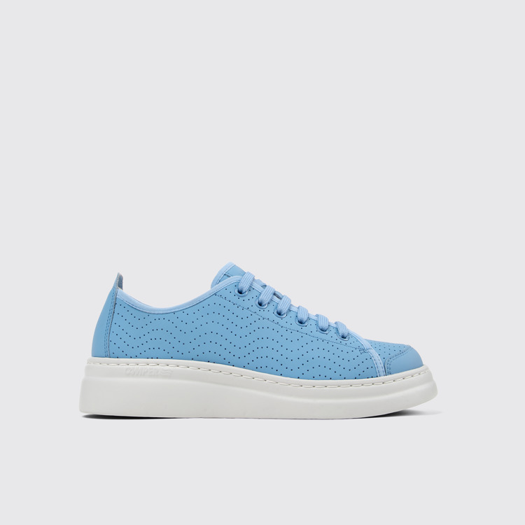 Side view of Runner Blue Leather Sneaker for Women