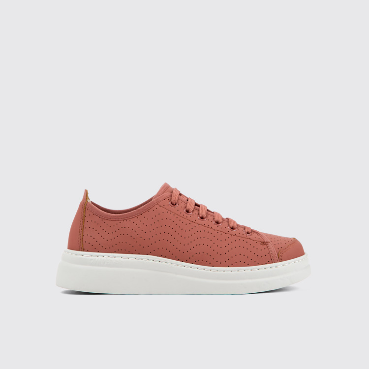 Side view of Runner Red Leather Sneaker for Women