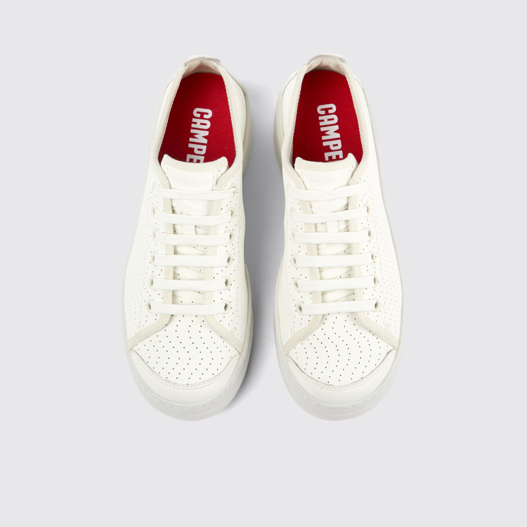 Overhead view of Runner White Leather Sneaker for Women