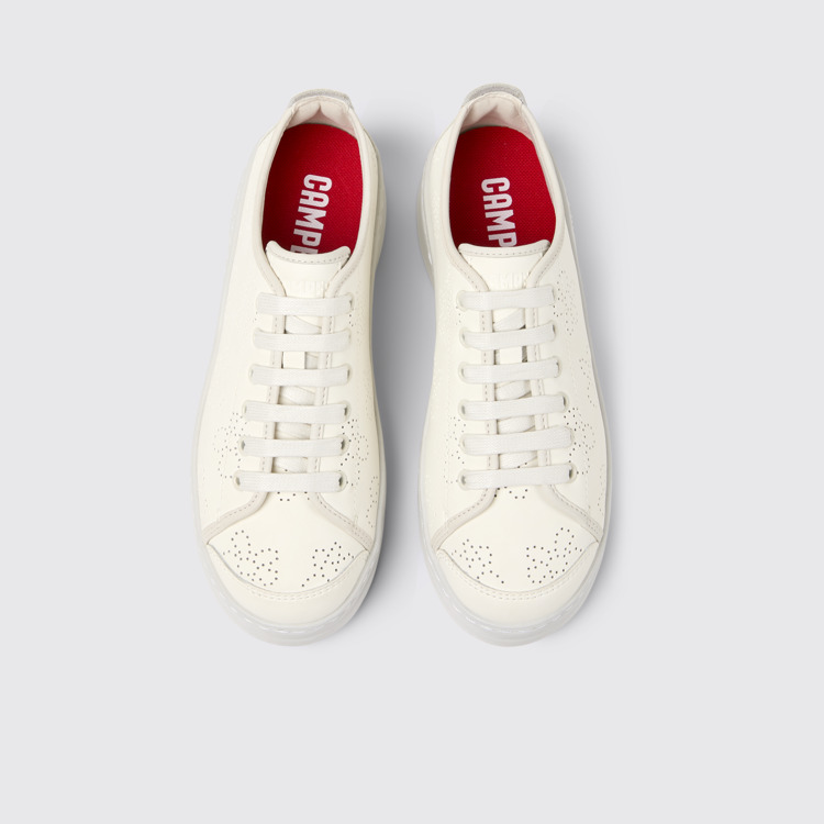 Overhead view of Runner White Recycled Leather Sneakers for Women.