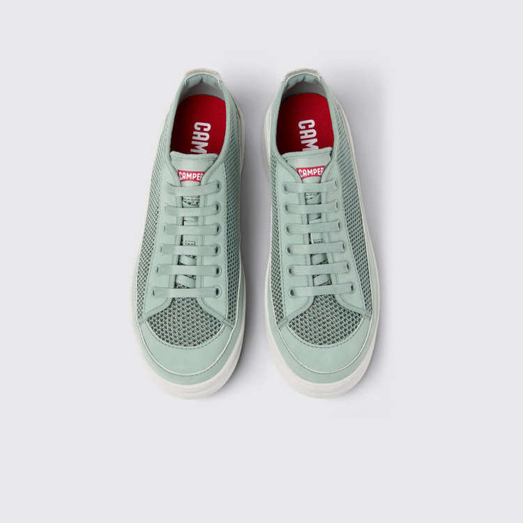 Overhead view of Runner Green TENCEL® Lyocell and Leather Women's Sneakers.