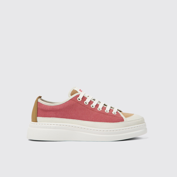 Side view of Twins Multicolored Textile/Leather Sneaker for Women