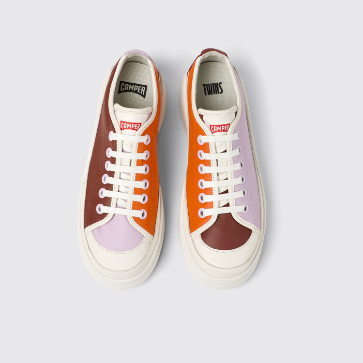 Overhead view of Twins Multicolored Leather Sneaker for Women