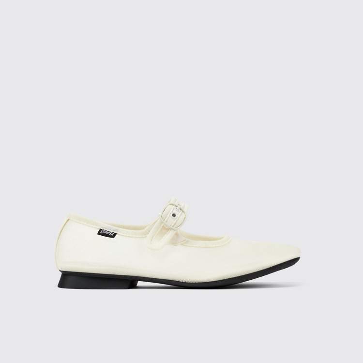 Side view of Casi Myra White Textile Mary Jane for Women