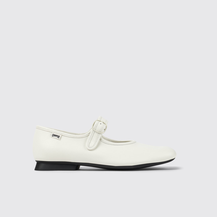 Side view of Casi Myra White Leather Women's Shoe.