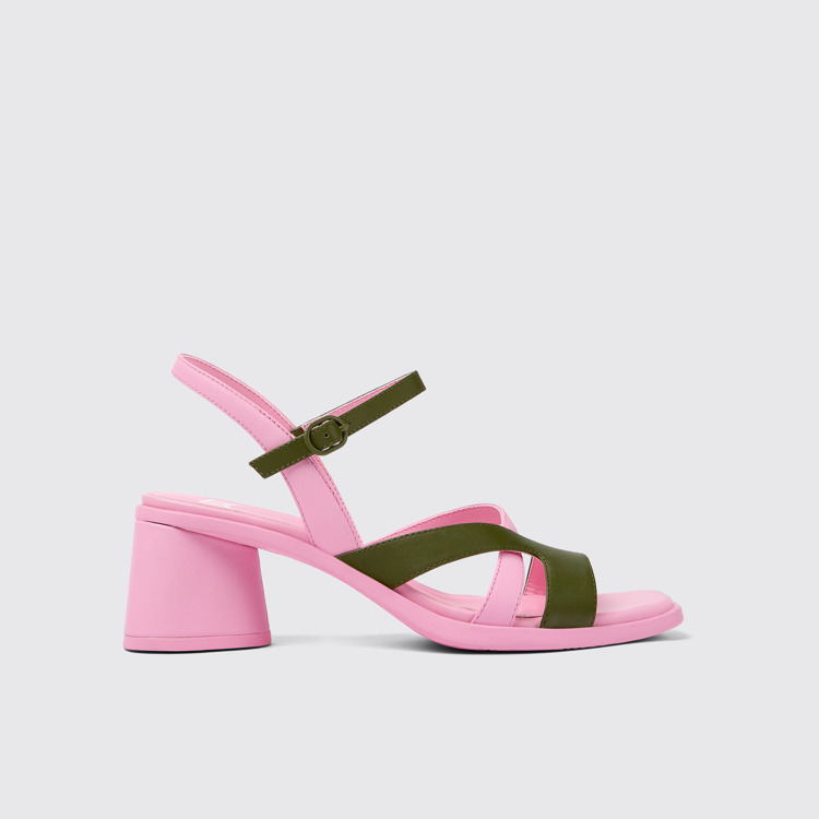 Side view of Twins Multicolored Leather Open-toe Slingback for Women