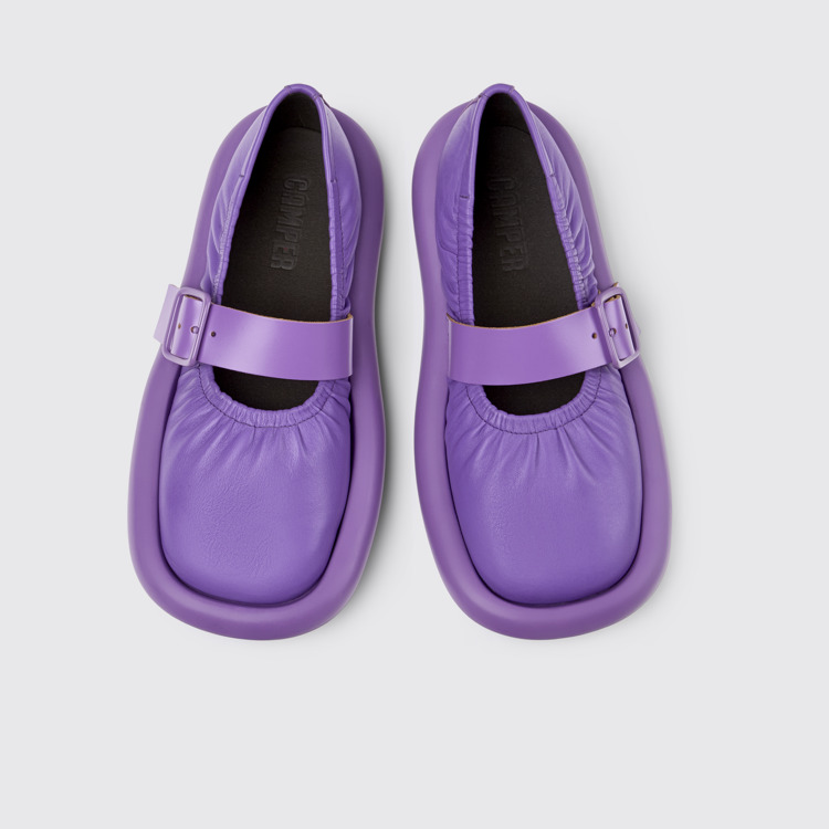 Overhead view of Aqua Purple Leather Ballerina for Women