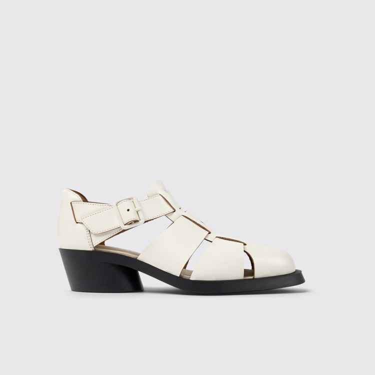 Side view of Bonnie White Leather Sandal for Women