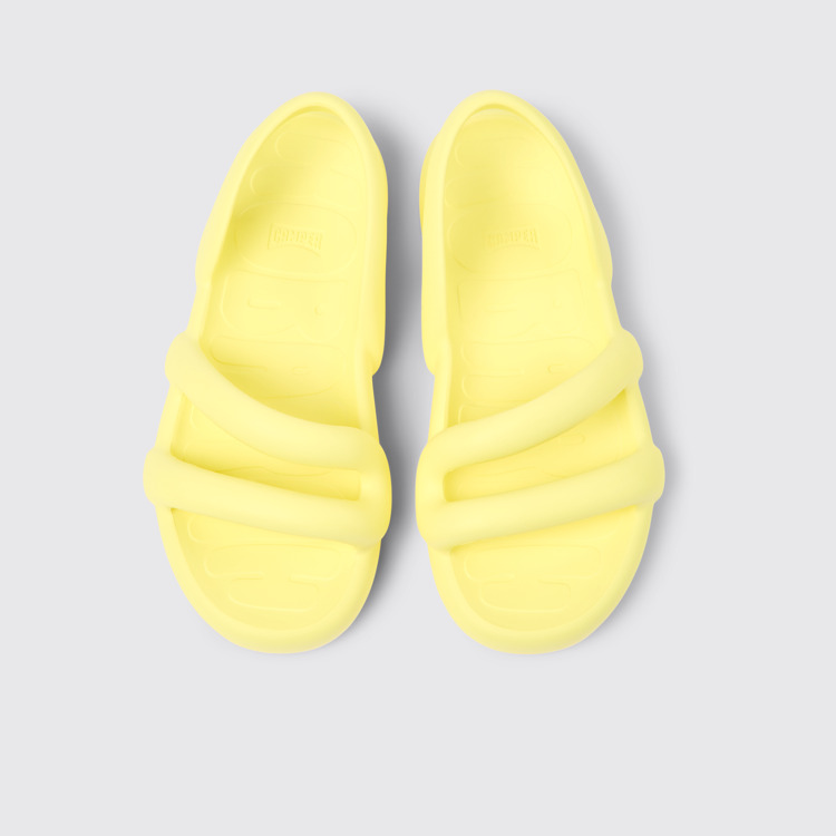 Overhead view of Kobarah Flat Yellow unisex Sandal