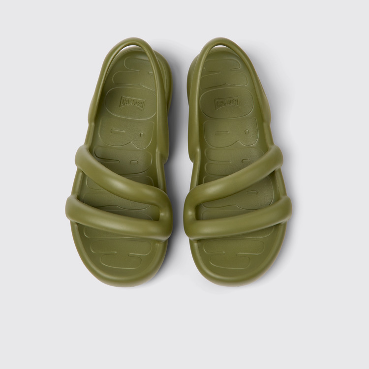 Overhead view of Kobarah Flat Green unisex Sandal