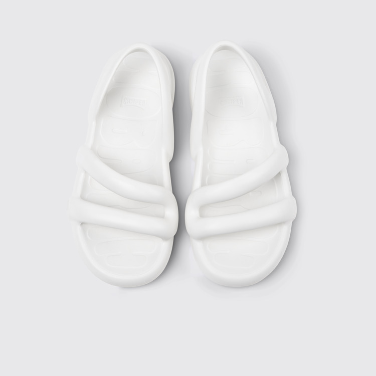 Overhead view of Kobarah Flat White XL EXTRALIGHT® Organix Sandals for Women.