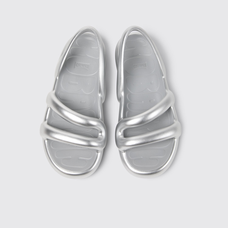 Overhead view of Kobarah Flat Silver XL EXTRALIGHT® Sandals for Women.