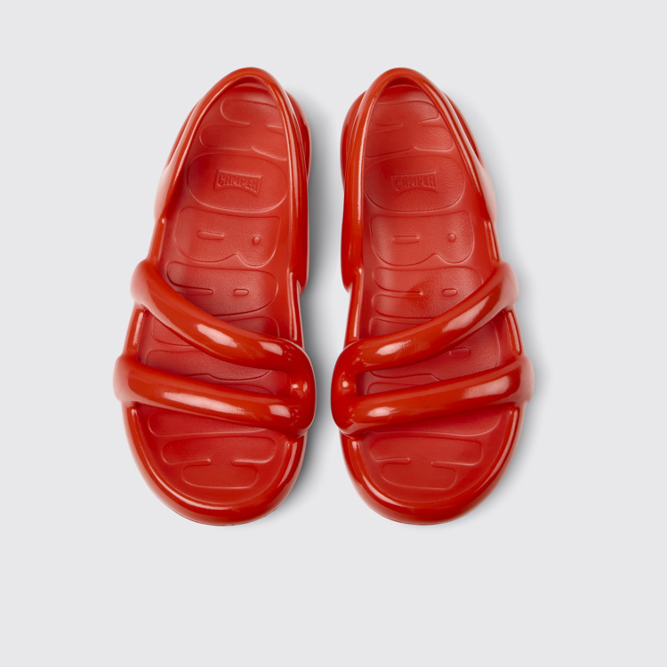 Overhead view of Kobarah Flat Red Women's Sandals.