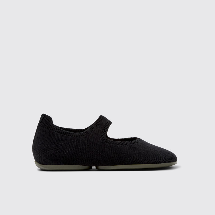 Side view of Right Black Textile Women's Shoe.