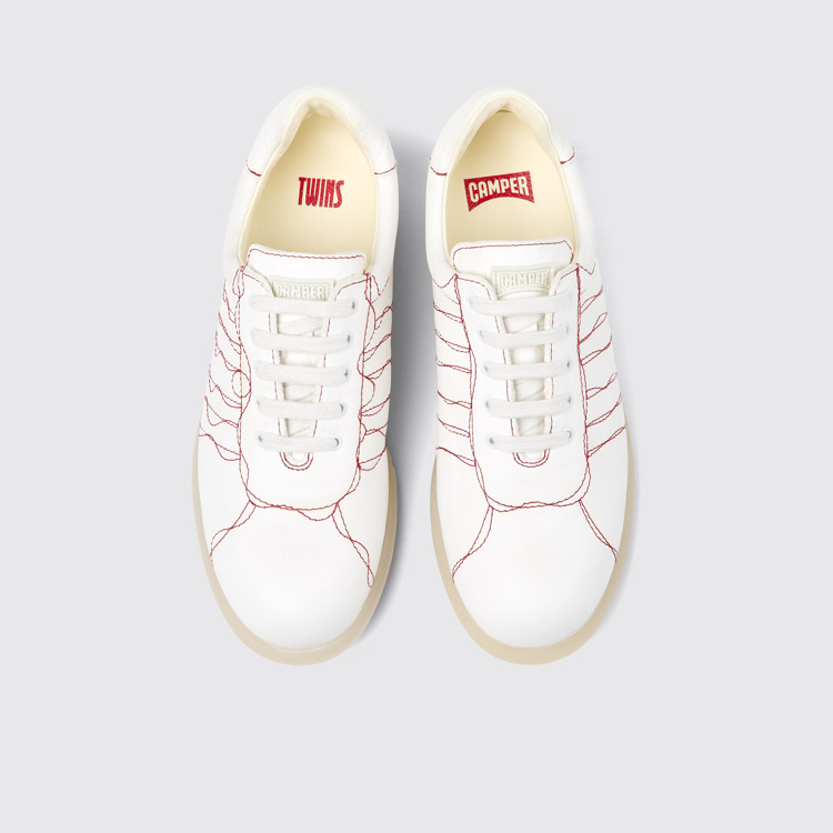 Overhead view of Twins White Leather Shoe for Women