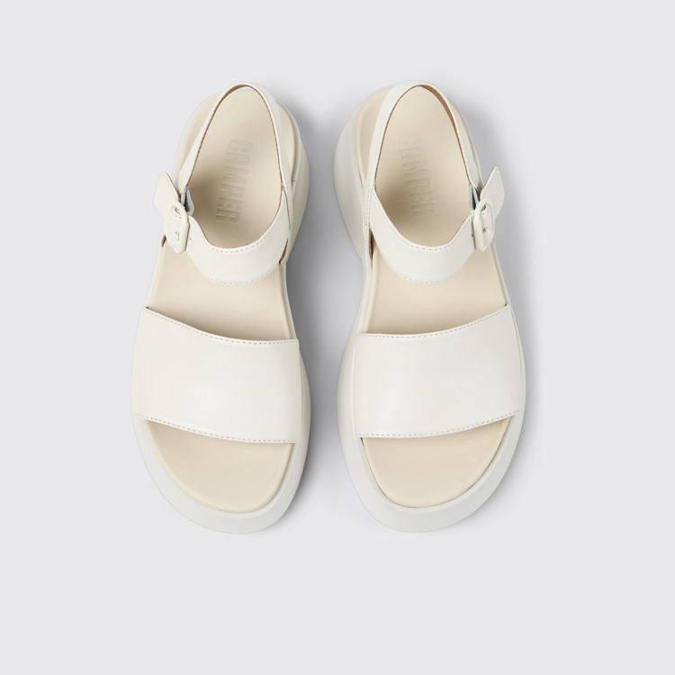 Tasha Sandales en cuir blanc pour femme.