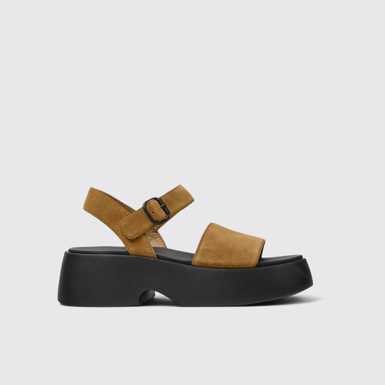 Side view of Tasha Brown Nubuck Sandals for Women.