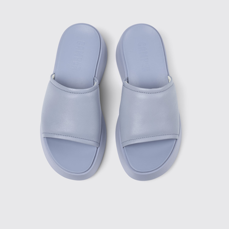 Overhead view of Tasha Blue Leather Slide for Women