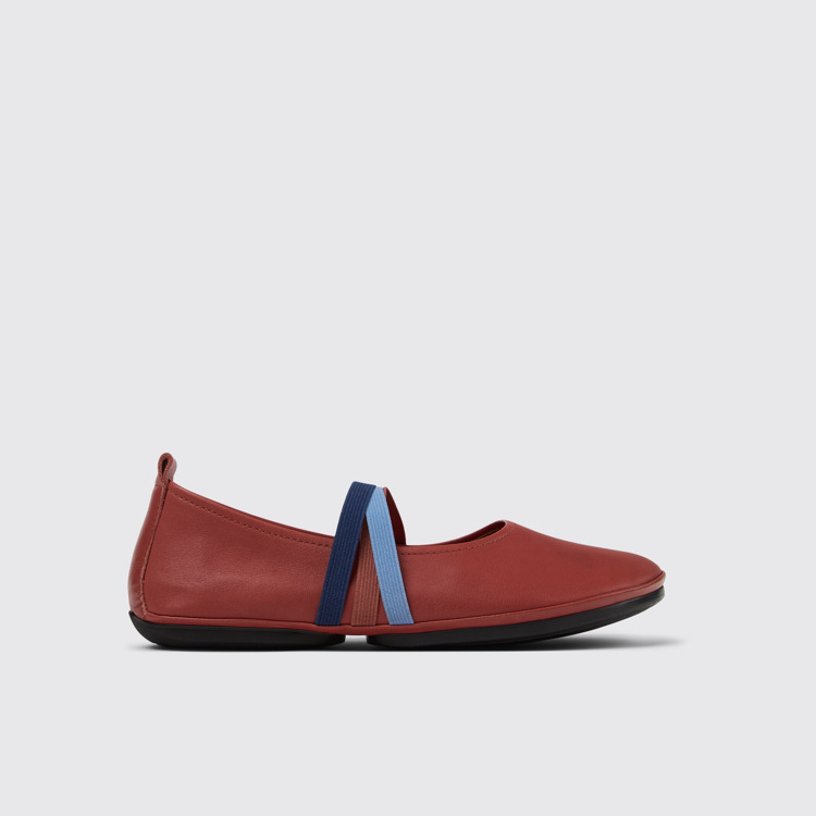 Twins Ballerines en cuir rouge pour femme