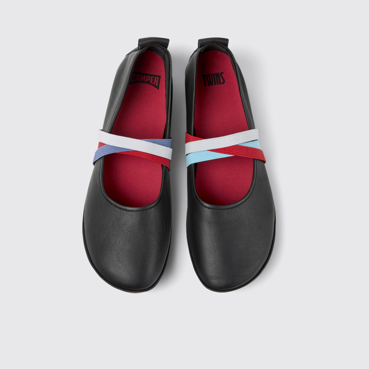 Twins Schwarze Lederballerinas und -mokassins für Damen.