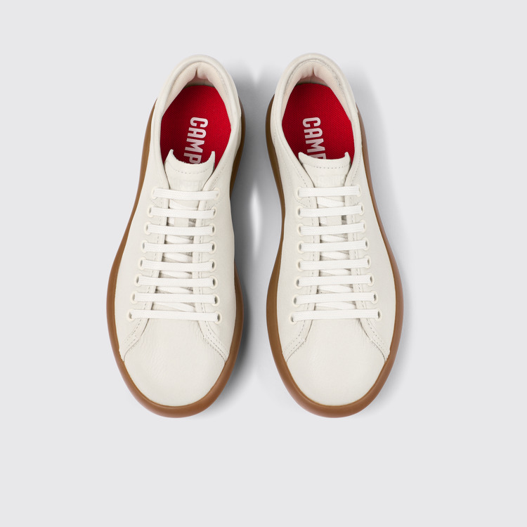 Overhead view of Pelotas Soller White Leather Women's Sneakers.