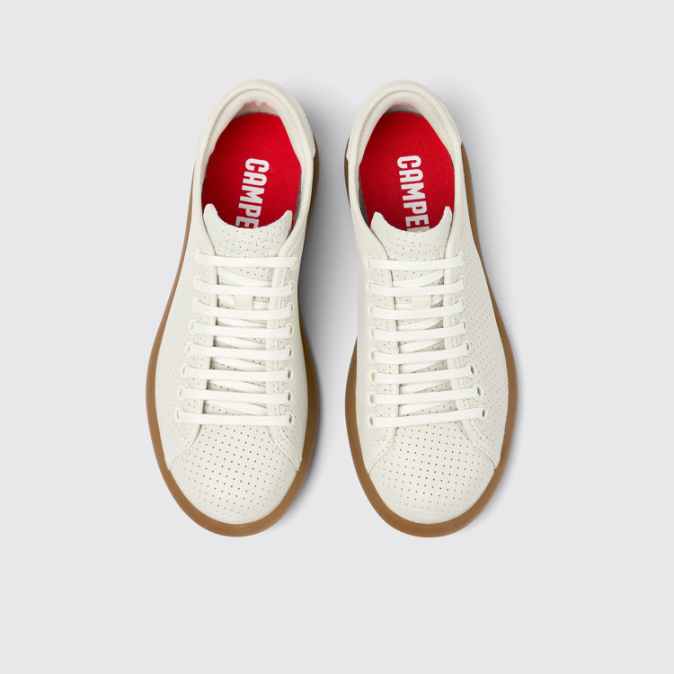 Overhead view of Pelotas Soller White Leather Sneakers for Women.