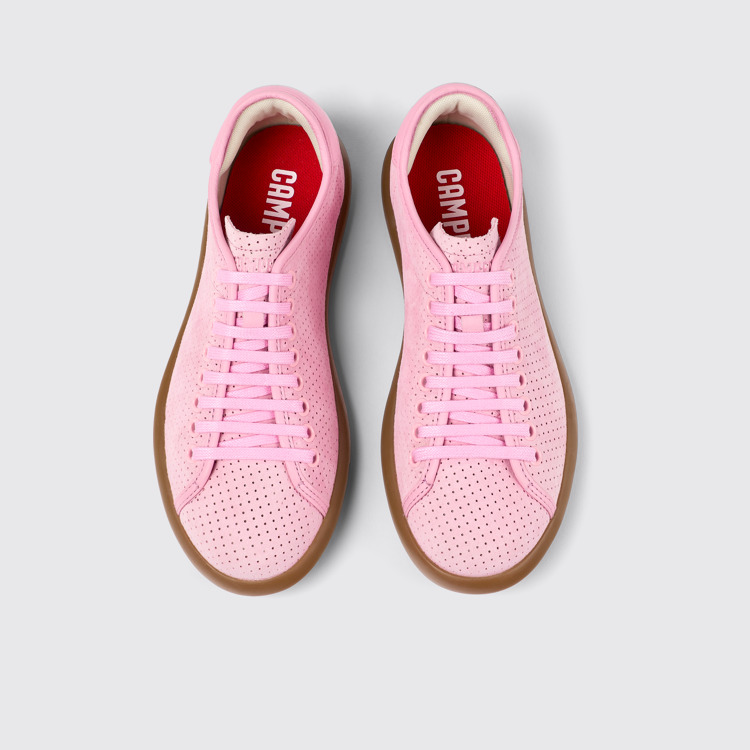 Overhead view of Pelotas Soller Pink Nubuck/Leather Sneaker for Women