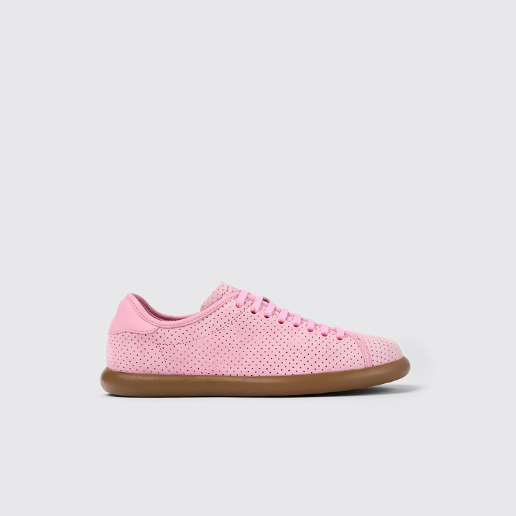 Side view of Pelotas Soller Pink Nubuck/Leather Sneaker for Women