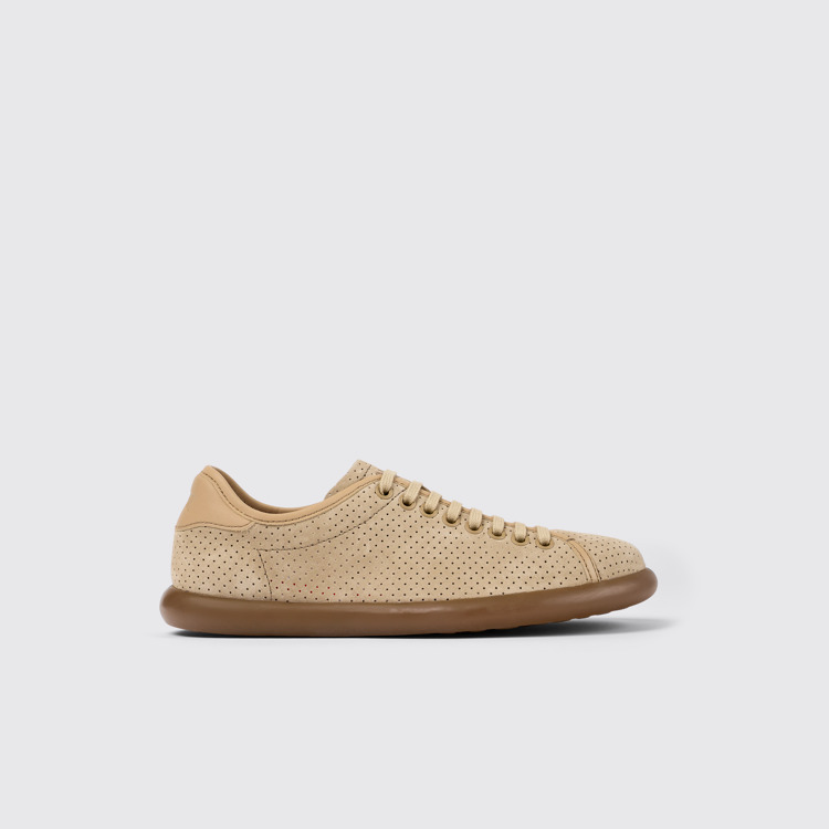 Pelotas Soller Sneakers de nobuk y piel beige para mujer.