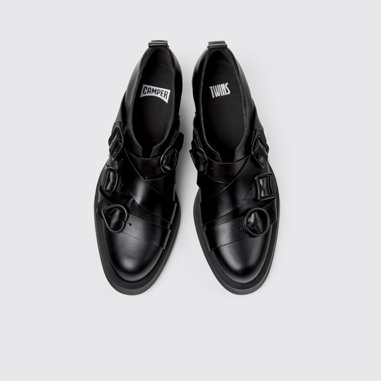 Overhead view of Twins Black leather shoes for women