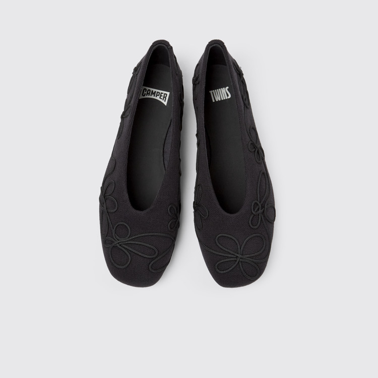 Overhead view of Twins Black textile ballerinas for women