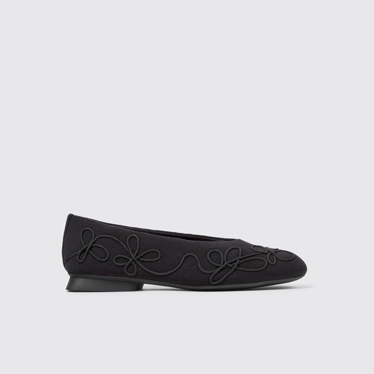 Side view of Twins Black textile ballerinas for women