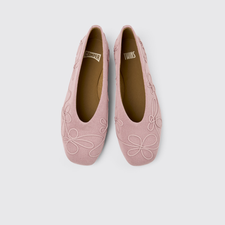 Overhead view of Twins Pink textile ballerinas for women