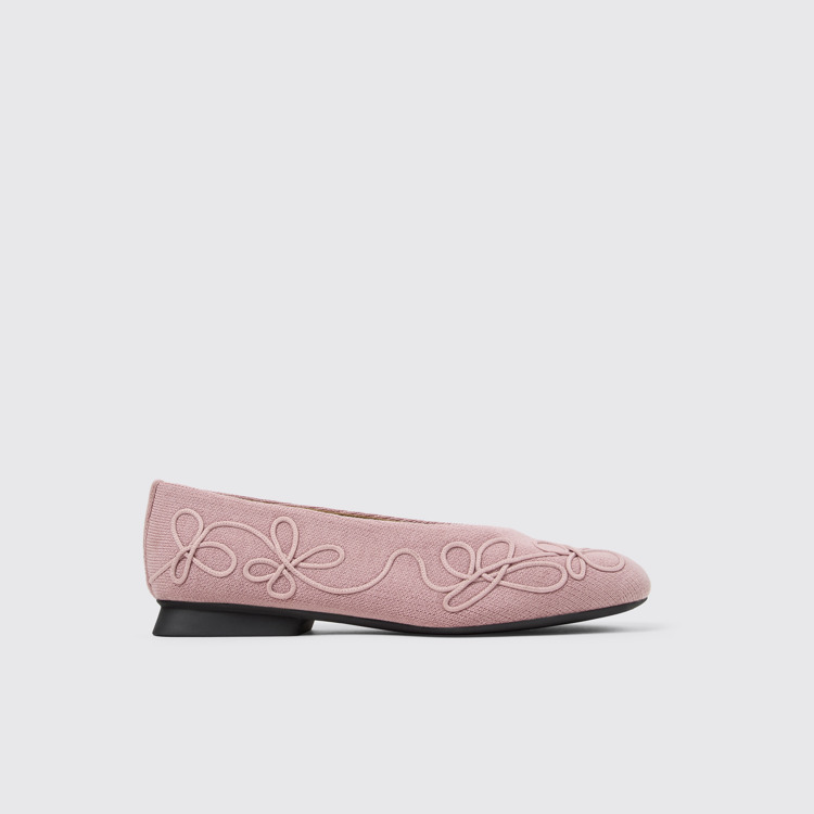 Side view of Twins Pink textile ballerinas for women