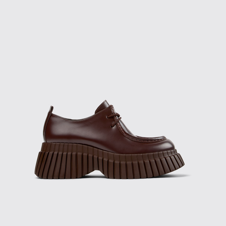 Side view of BCN Brown leather shoes for women