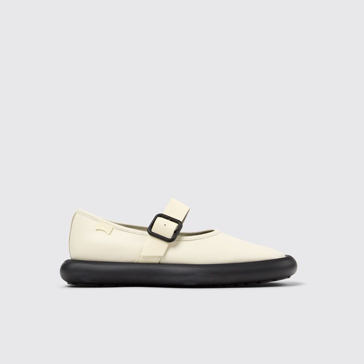 Side view of Onda White Leather Mary Jane for Women